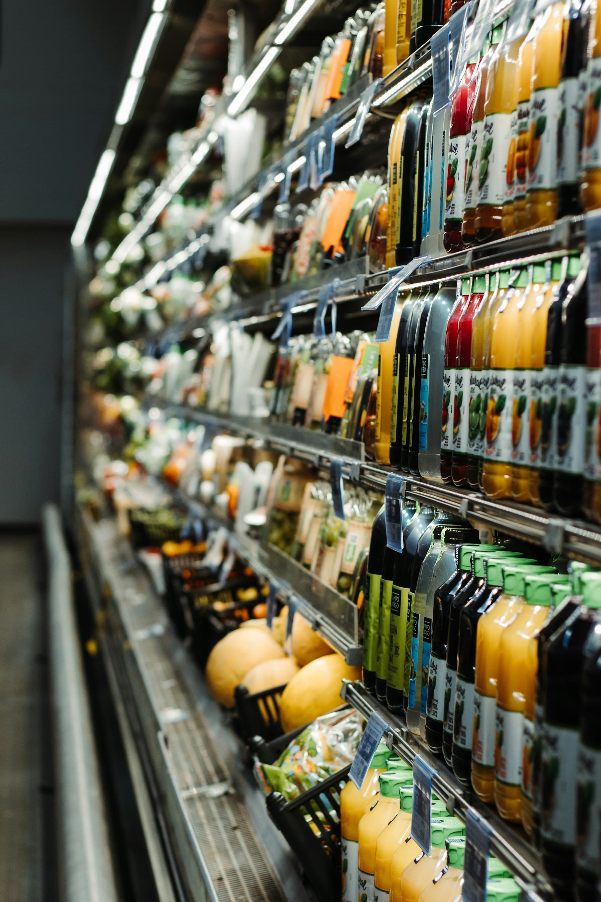 Packed grocery shelves in a neighbourhood market