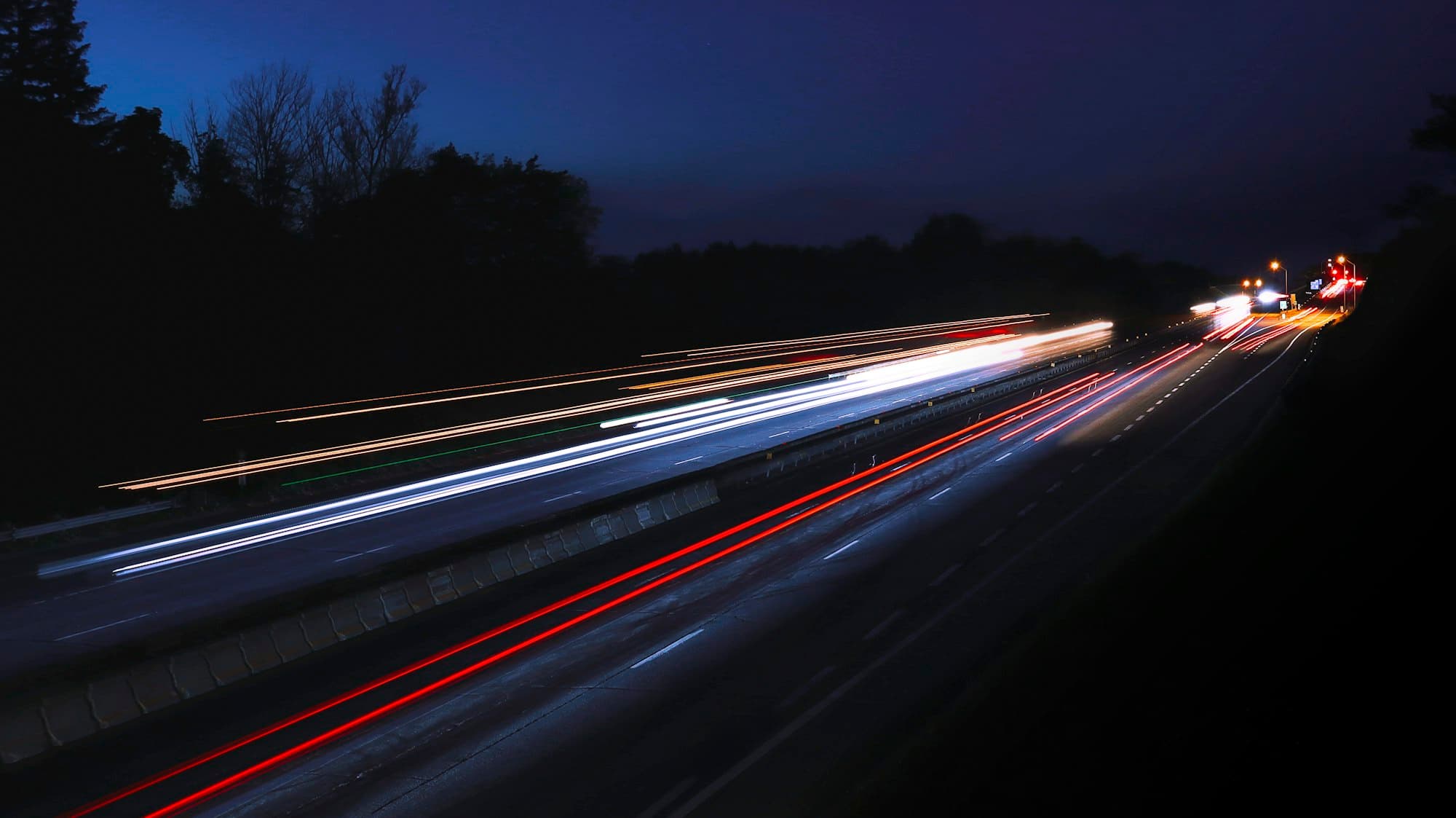 Freight moving on the highway at night