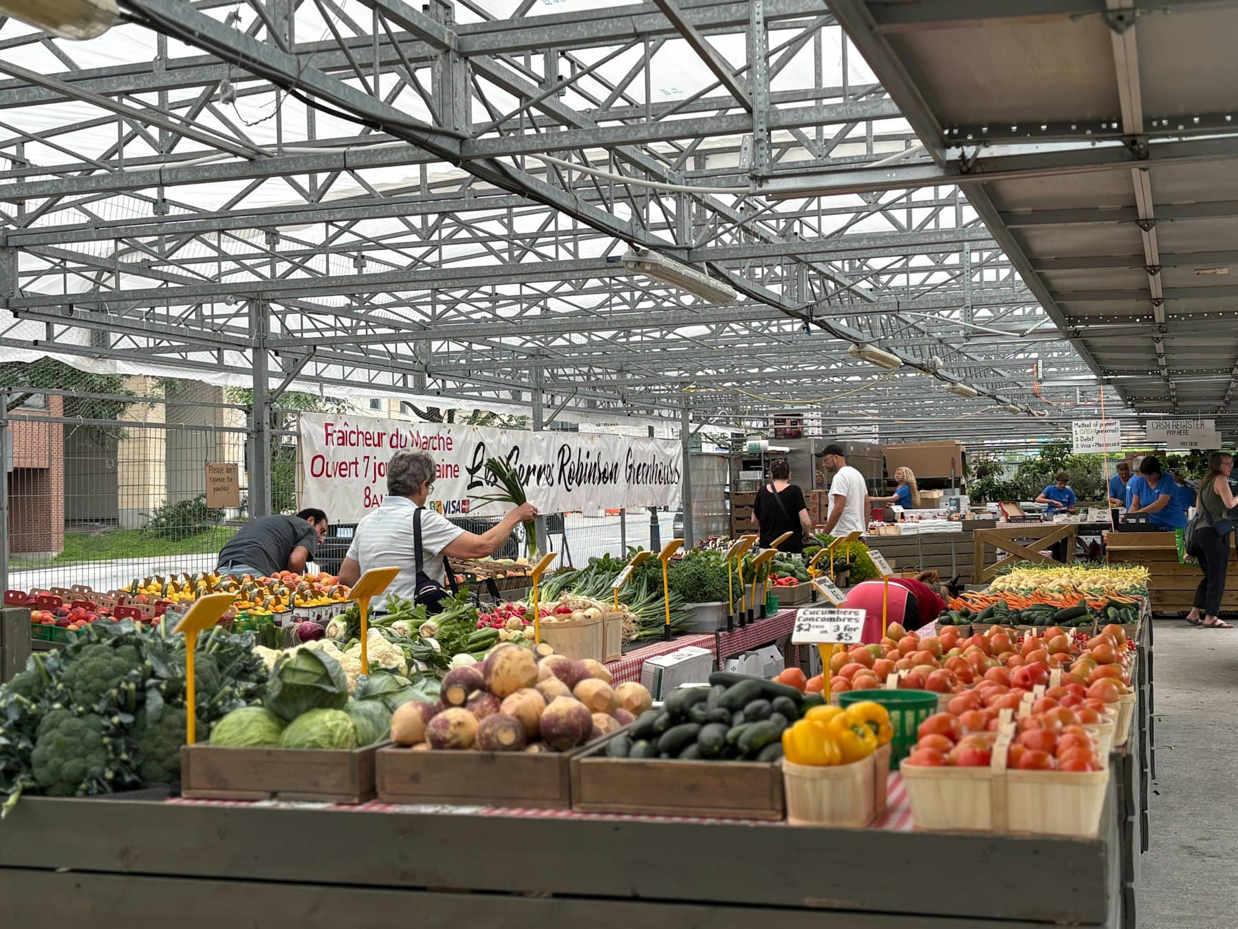 A busy market of fresh fruit and vegetables