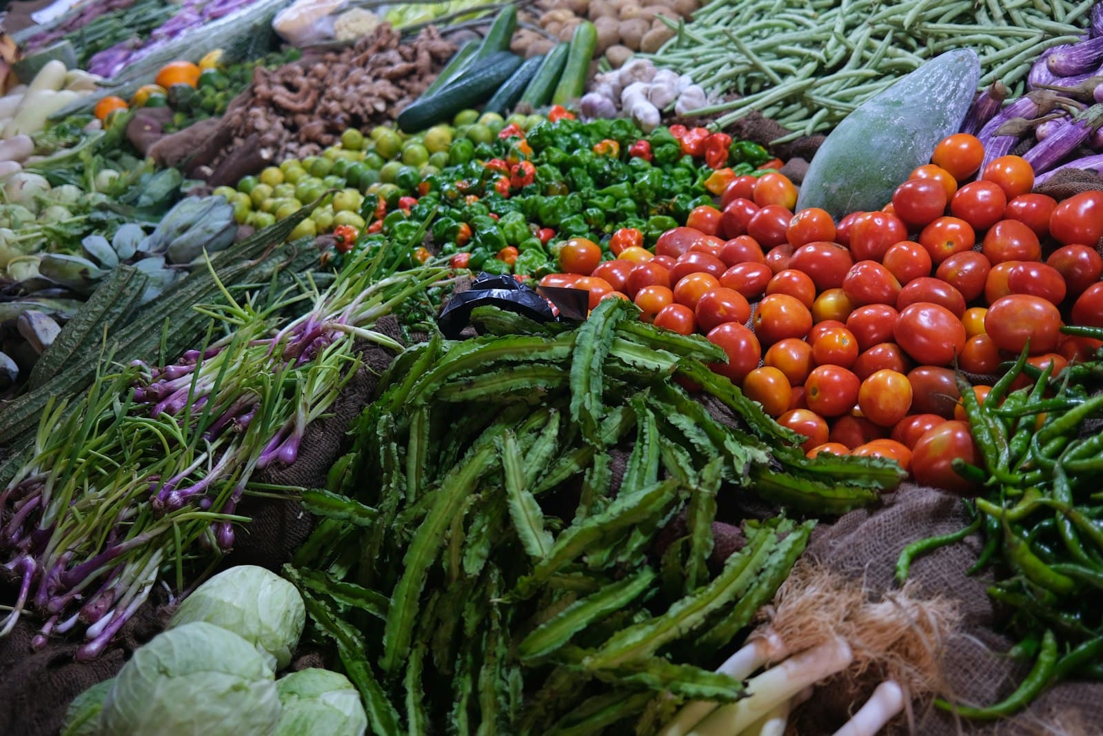 A colourful assortment of fresh vegetables