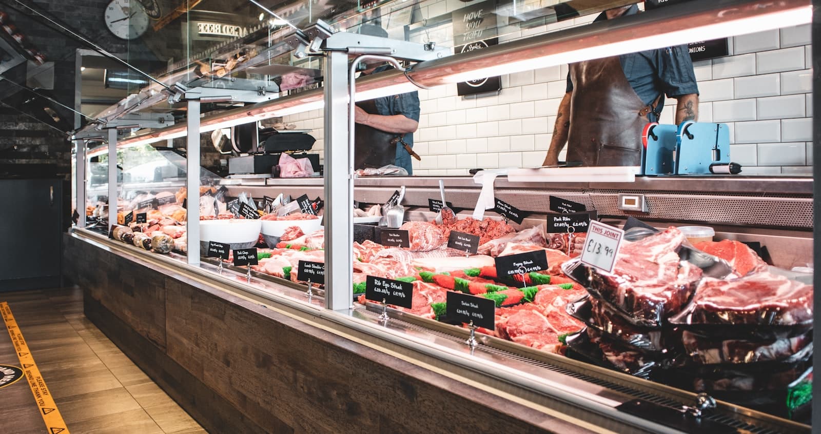 Fresh cuts in a butcher's display counter