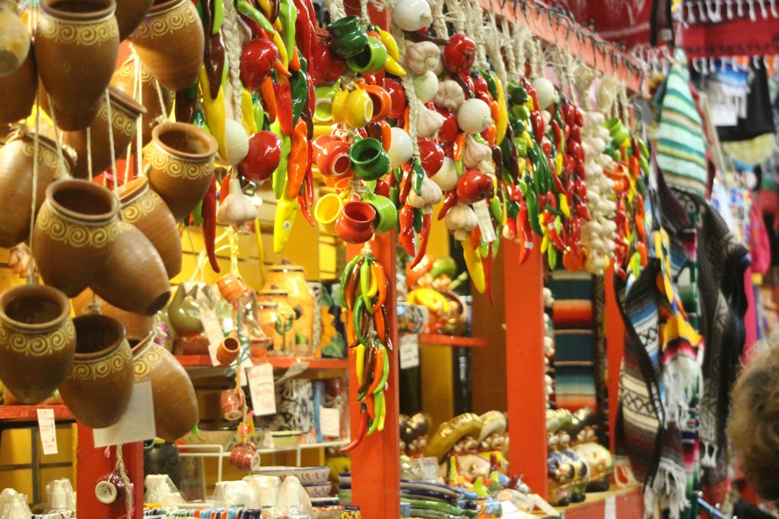 Colourful goods filling a market store